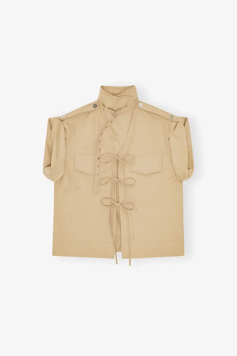 Beige stretchblus i bomull