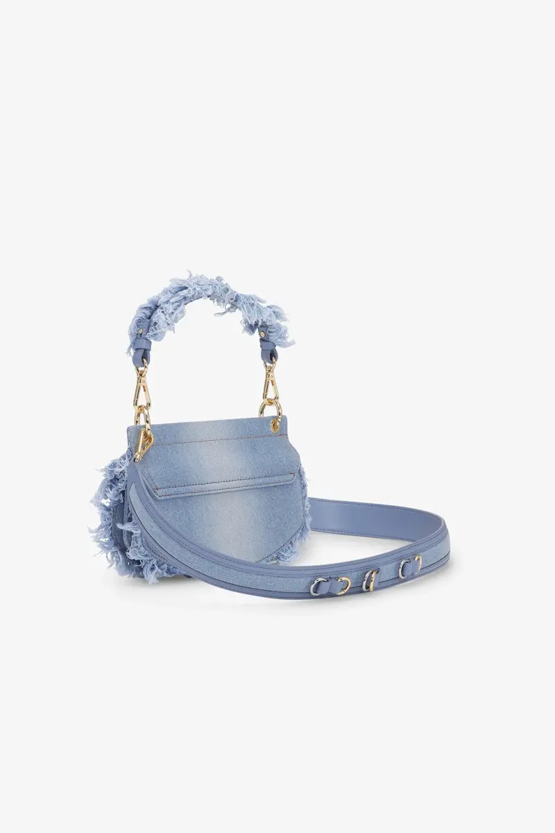 Blå denim Mini Apo-G-väska med topphandtag