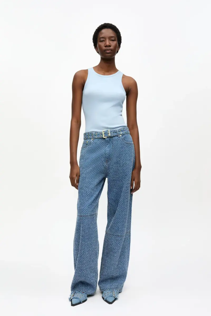 Blå texturerade Izey-jeans