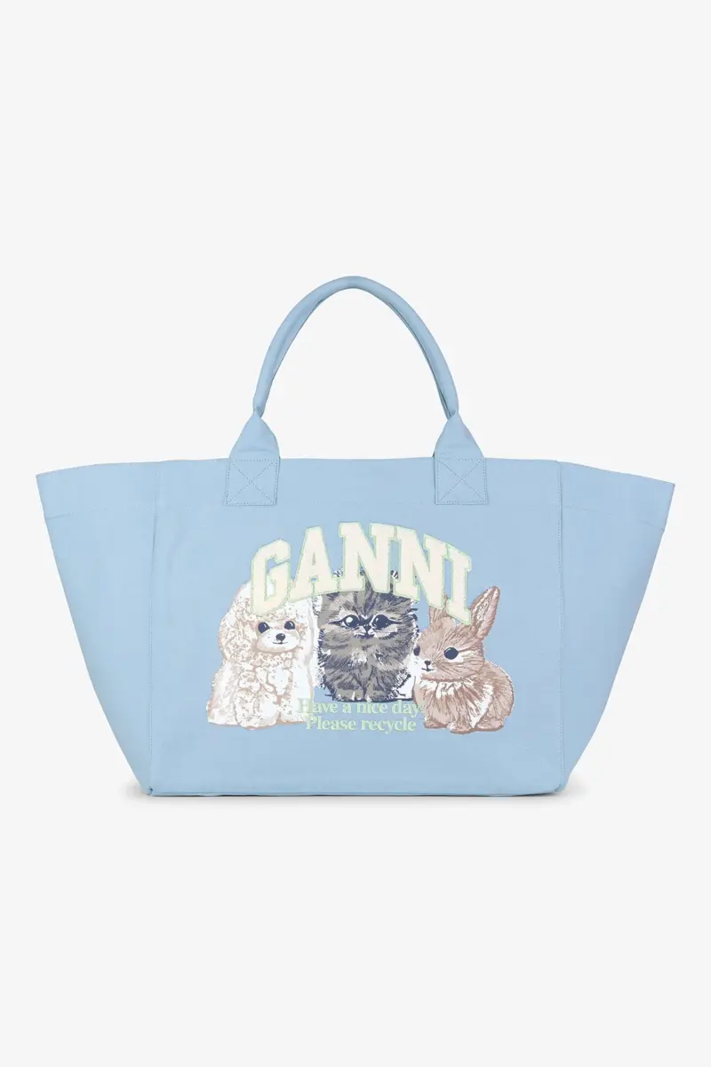 Blå XXL-toteväska med djurmotiv