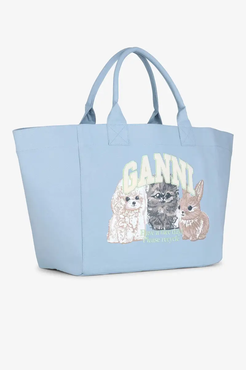 Blå XXL-toteväska med djurmotiv