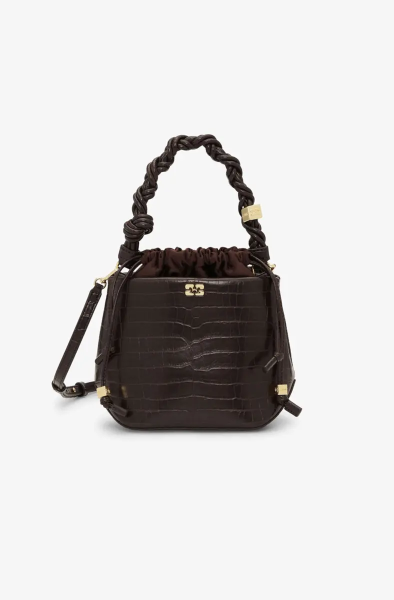 Brun Croco GANNI Bou Bucket Bag