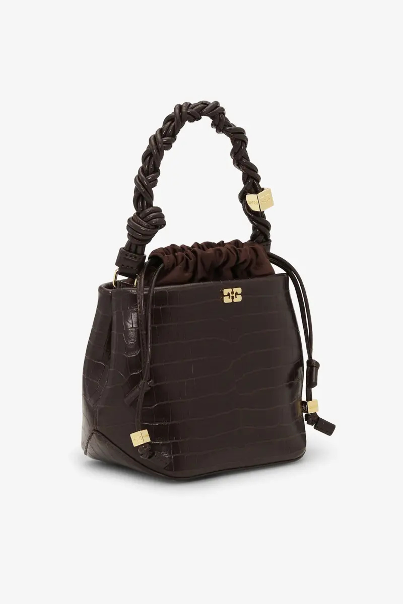 Brun Croco GANNI Bou Bucket Bag