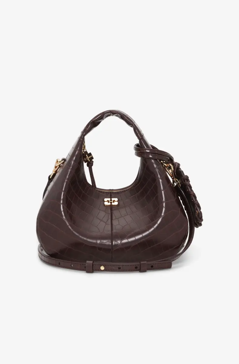 Brun krokodil Mini Hobo-väska