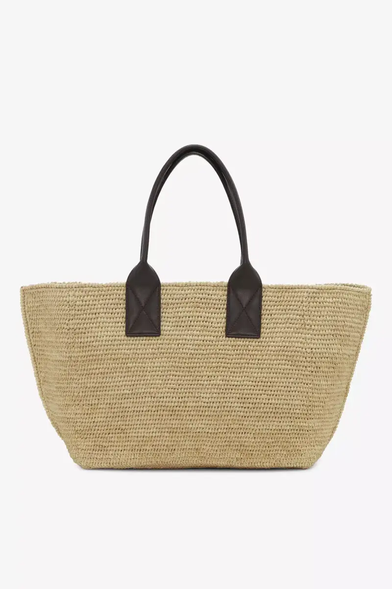 Brun medium raffia-toteväska