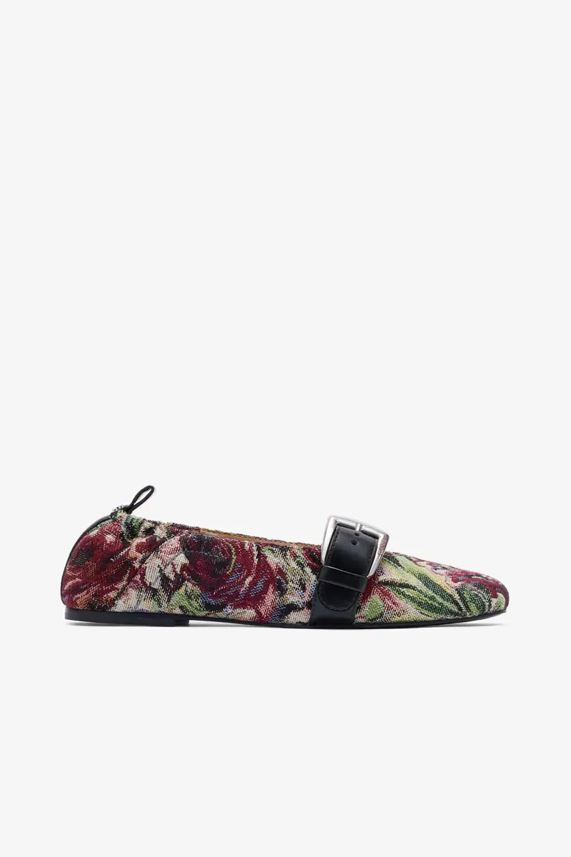 Buckle Strap Ballerinas i Tapestry