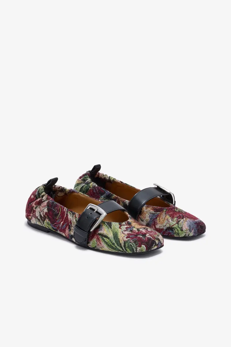 Buckle Strap Ballerinas i Tapestry