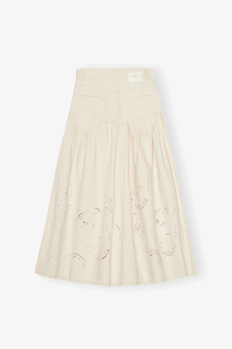 Denimkjol med broderie anglaise
