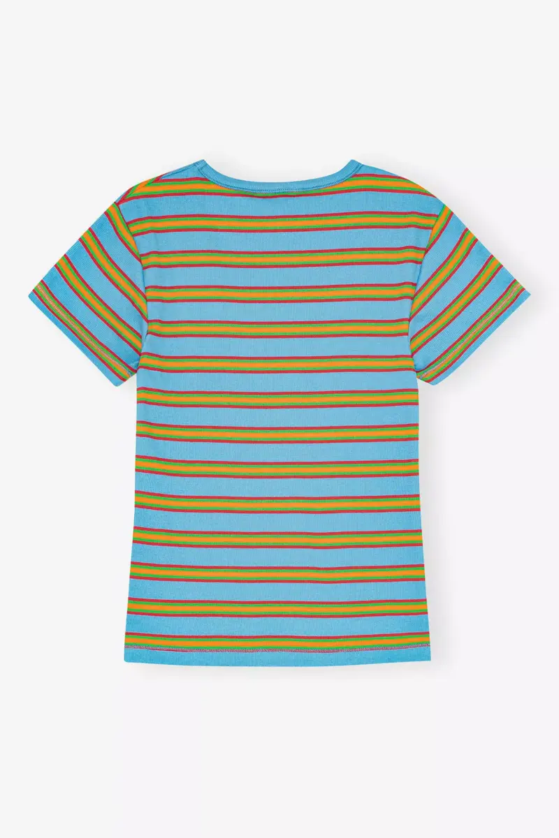 Flerfärgad randig ribbad T-shirt