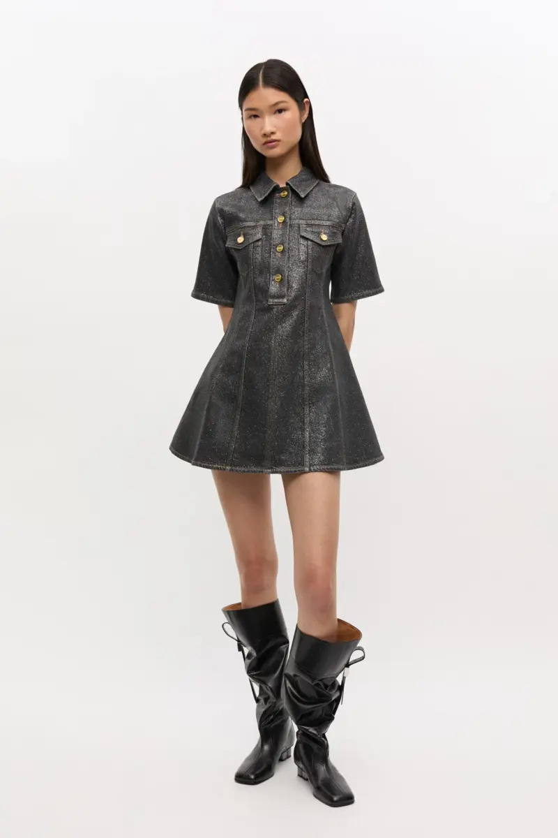 Glittrande miniklänning i denim
