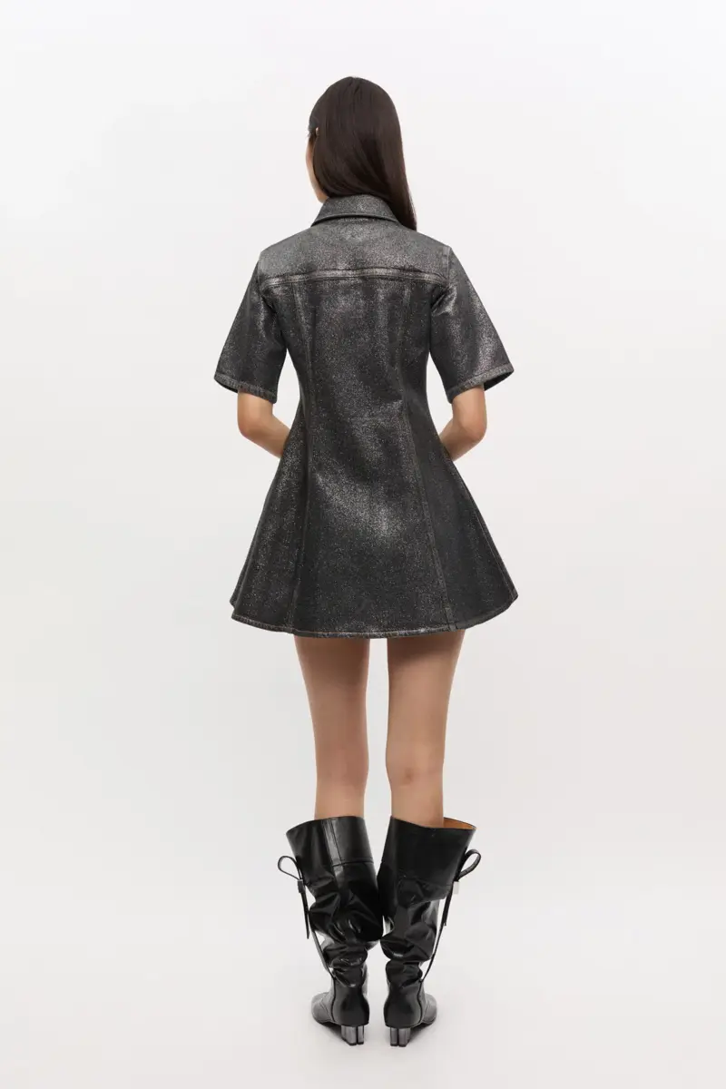 Glittrande miniklänning i denim