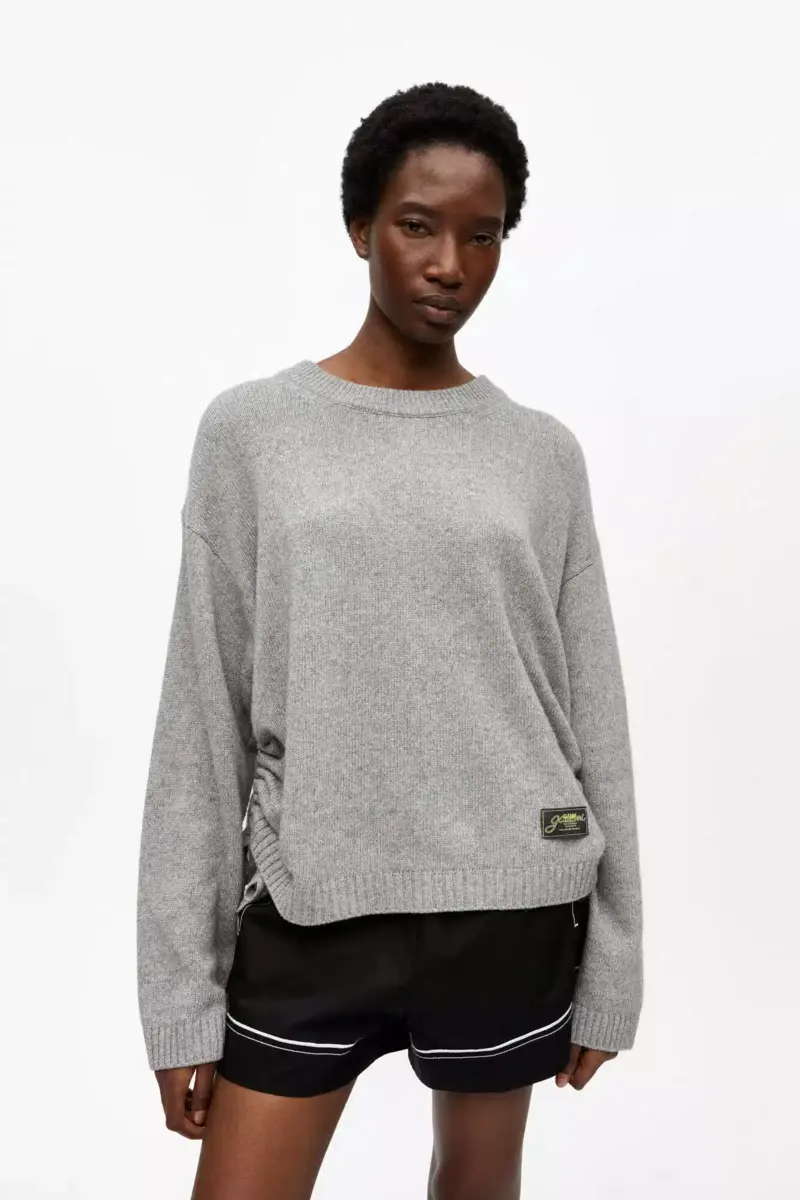 Grå oversized tröja i blandad ull