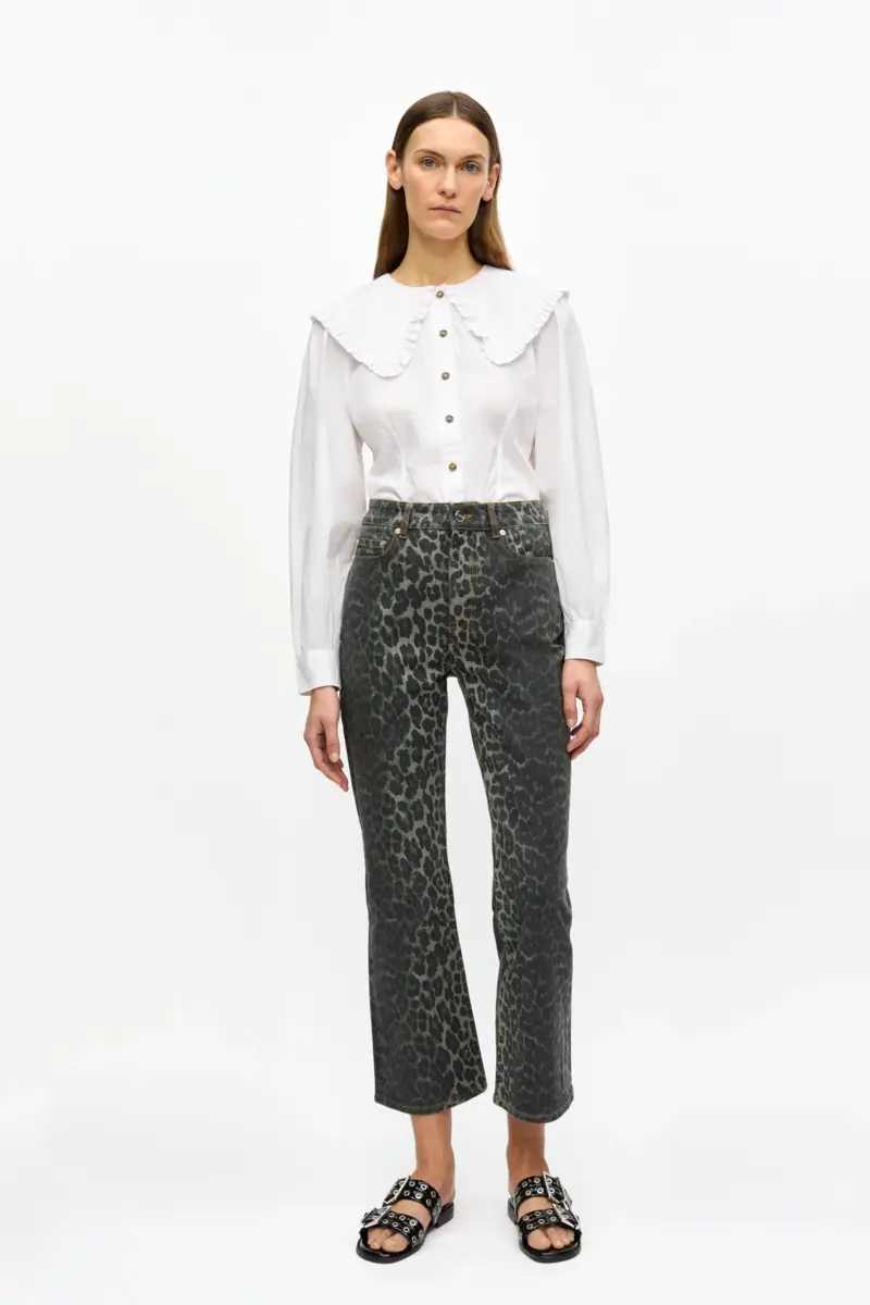 Gråa Betzy-jeans med leopardmönster