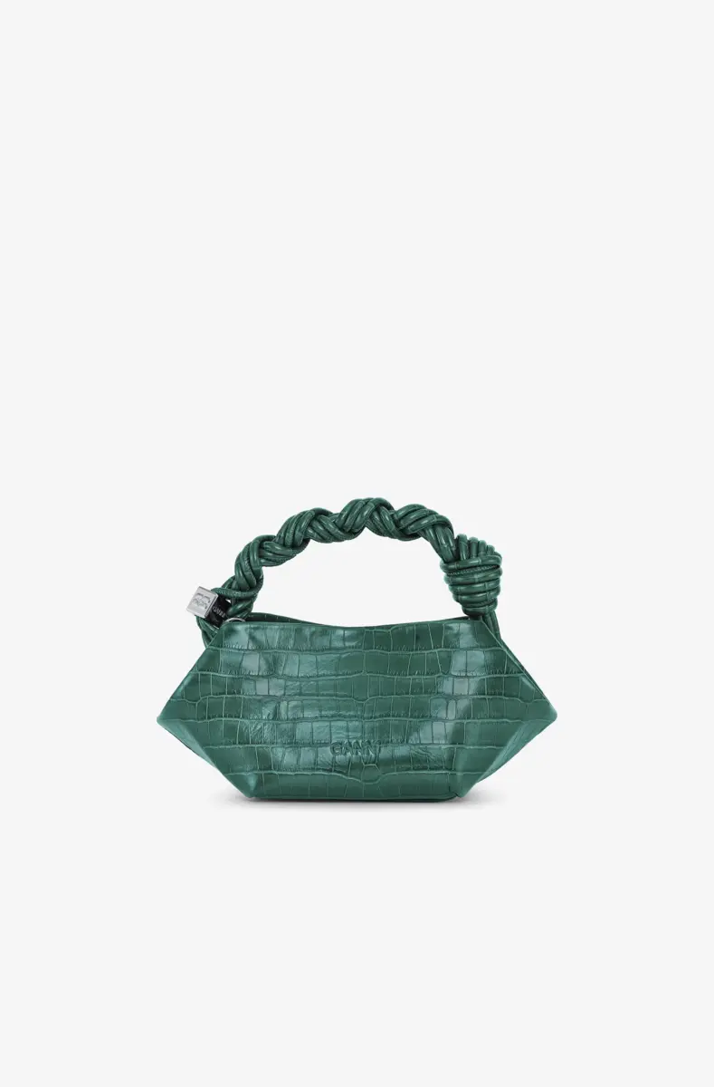 Grön Croco Patent Mini GANNI Bou-väska