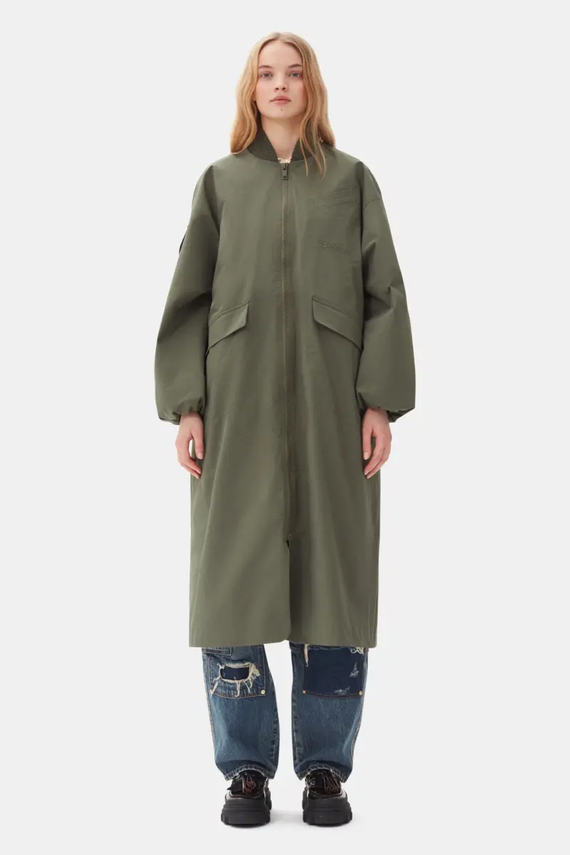 Grön oversized kappa i tech seersucker
