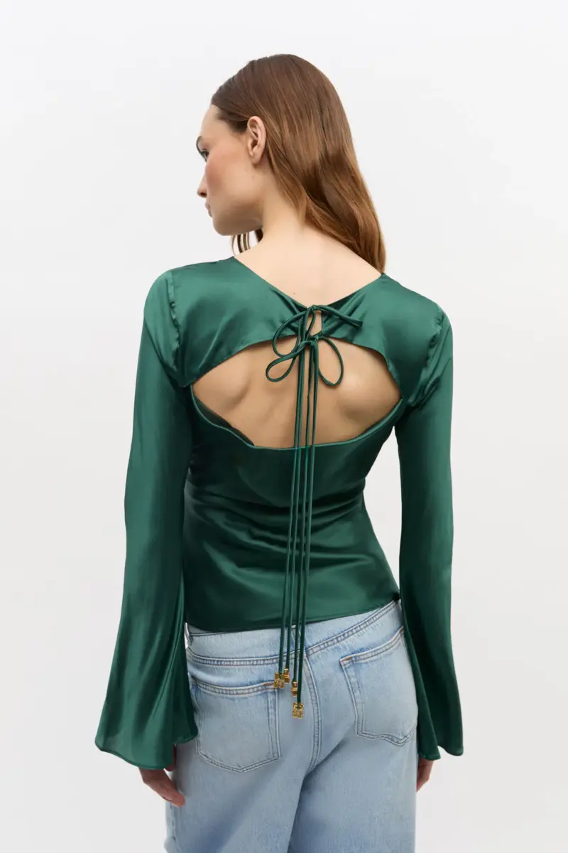 Grön satinblus