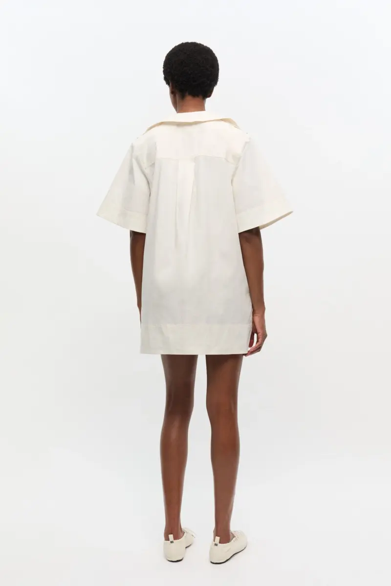 Ivory stretch bomull miniklänning