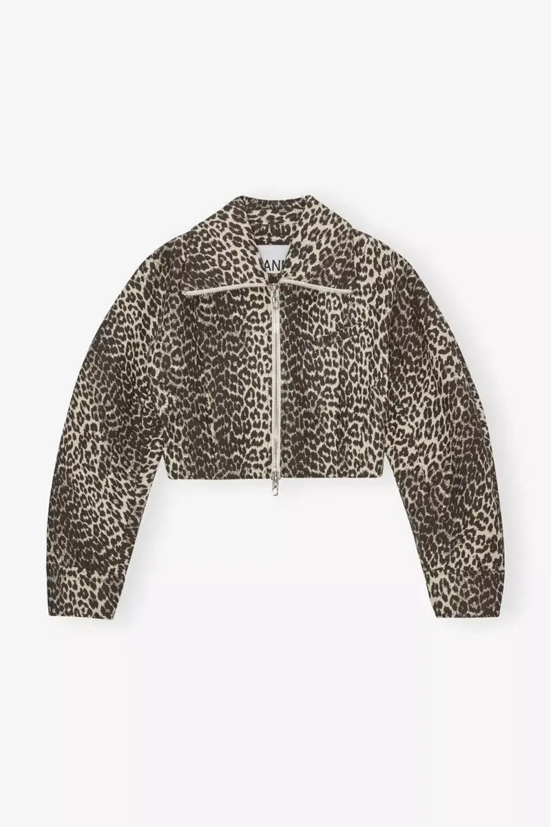 Kort jacka med leopardmönstrade ärmar Kort jacka med leopardmönstrade ärmar