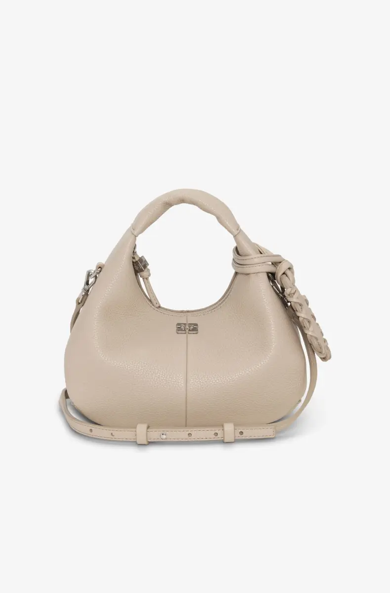 Ljusgrå mini hobo-väska