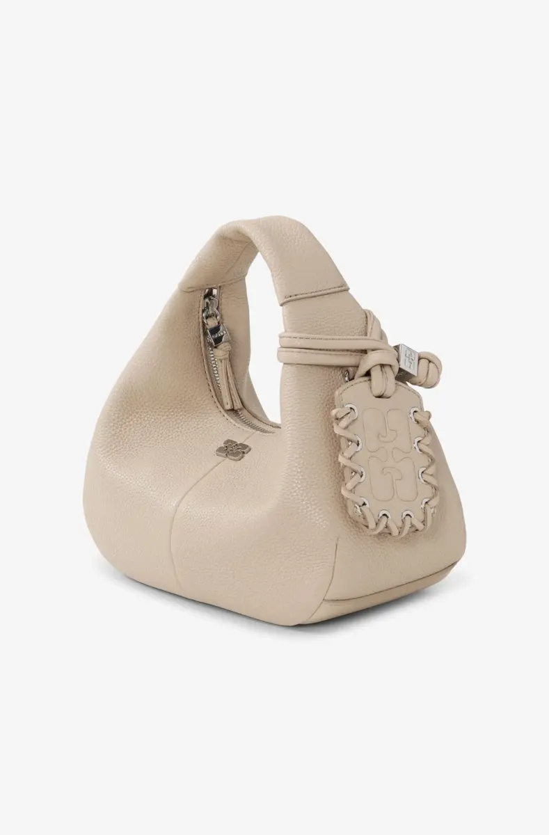 Ljusgrå mini hobo-väska