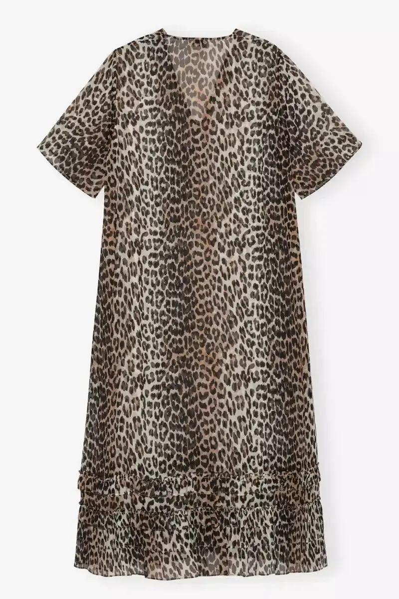 Maxiklänning i leopardmönstrad chiffong