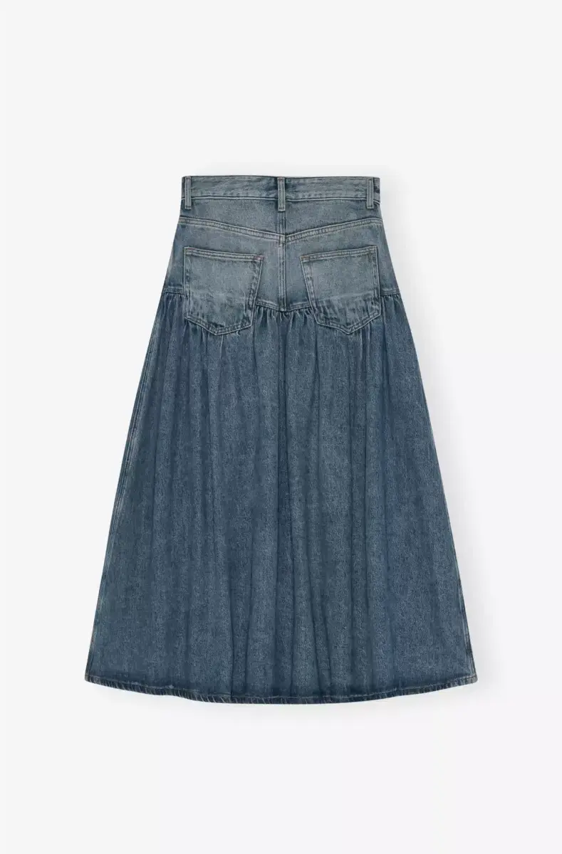 Mellanblå tvättad denimkjol