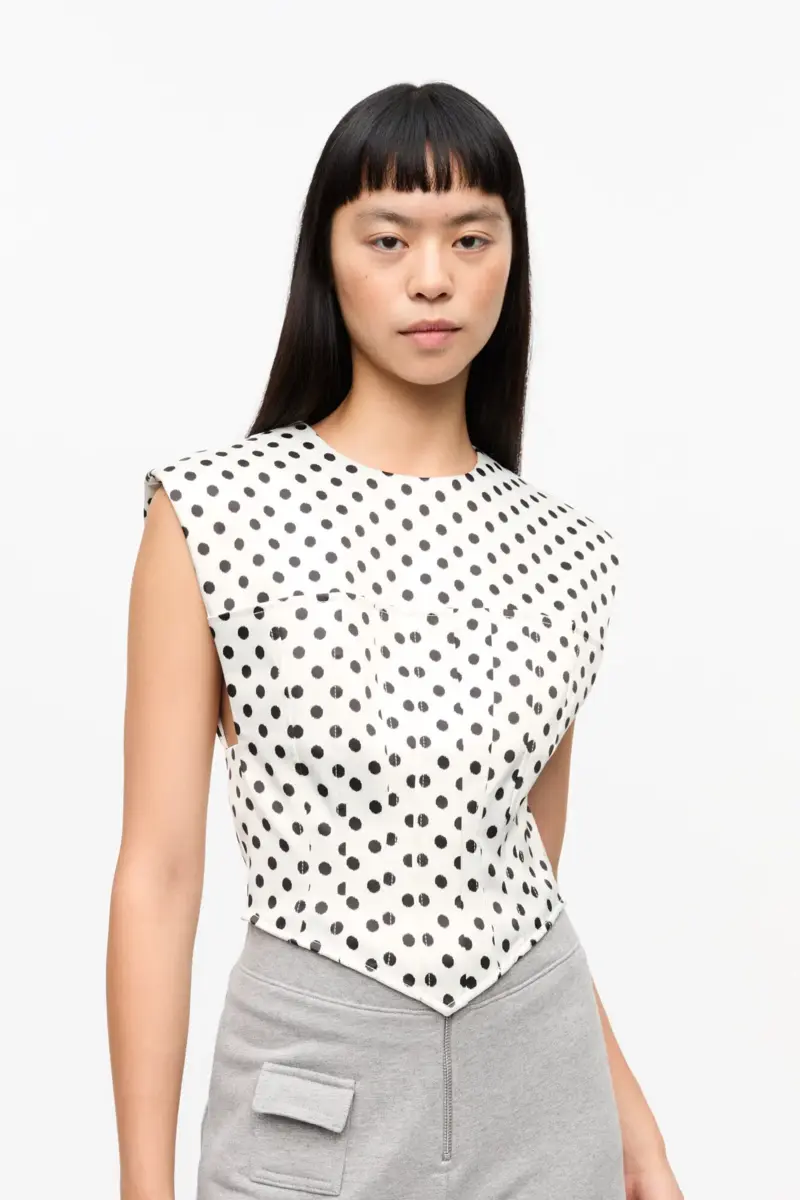 Polka-dot-blus i satin