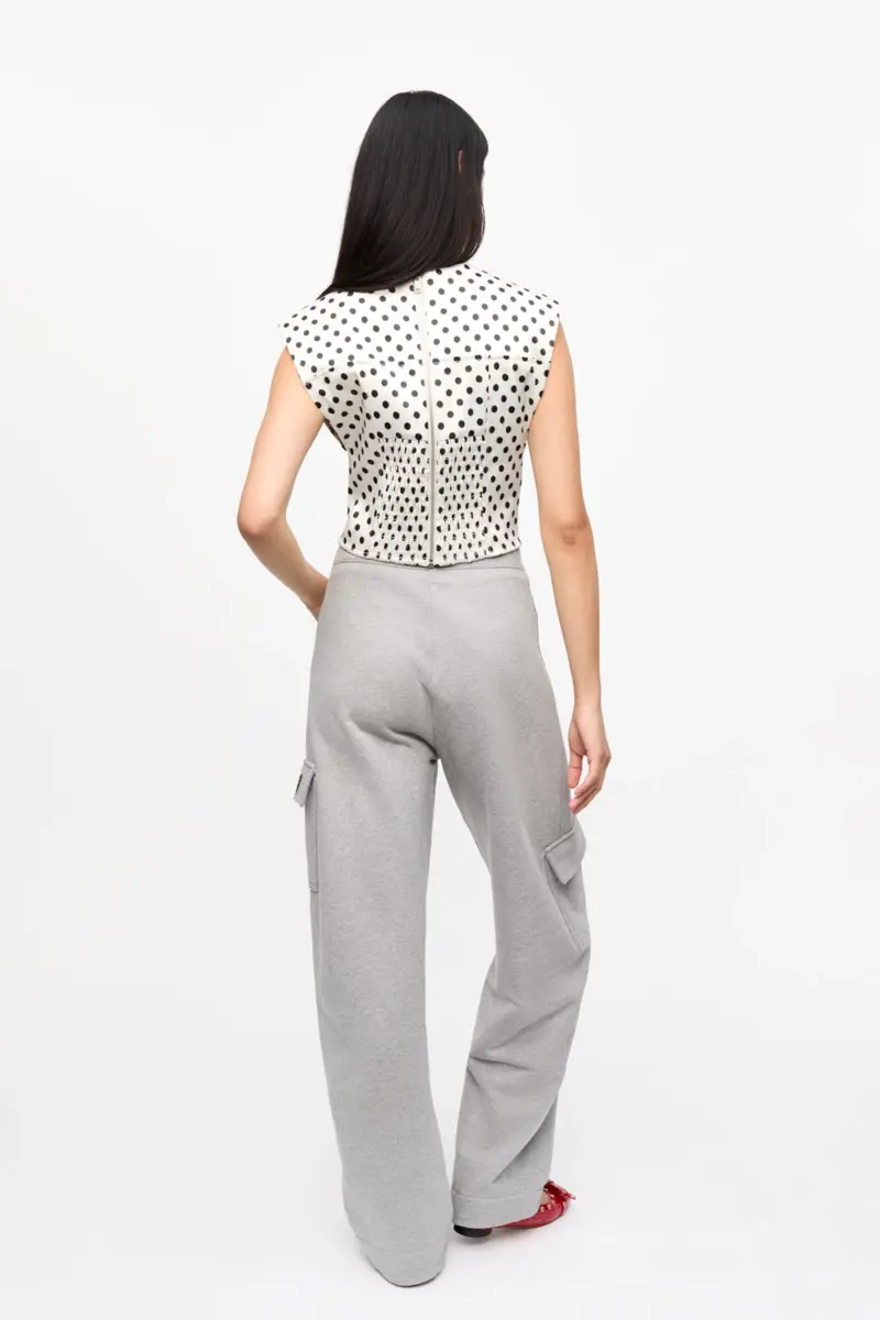 Polka-dot-blus i satin