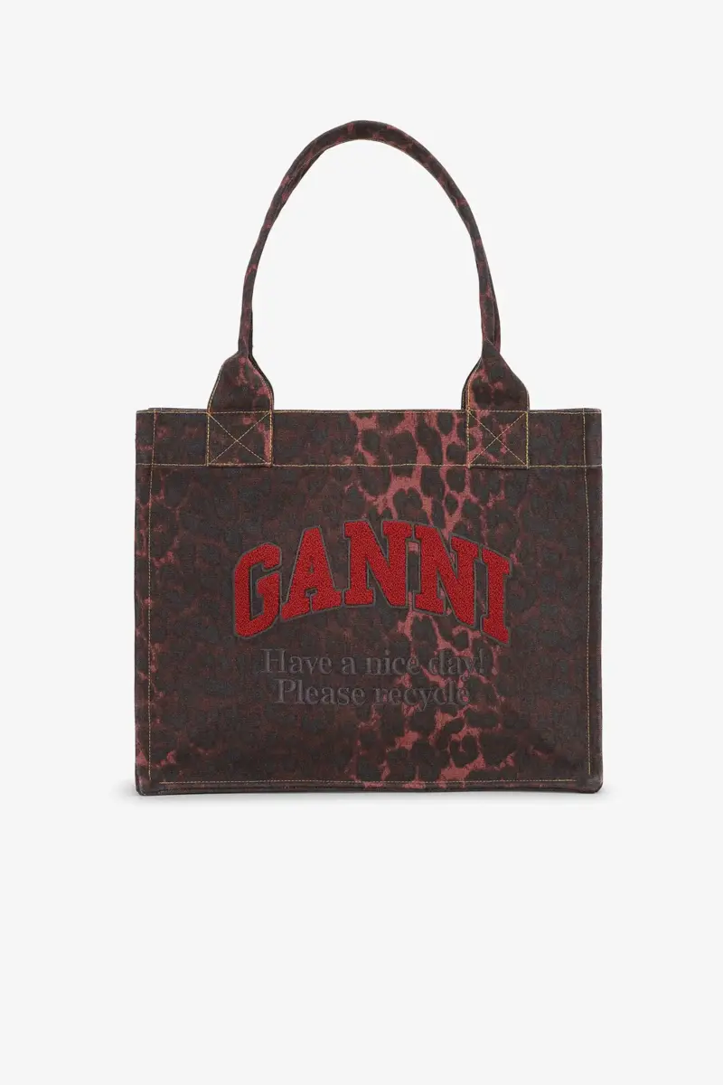 Röd leopard stor tote