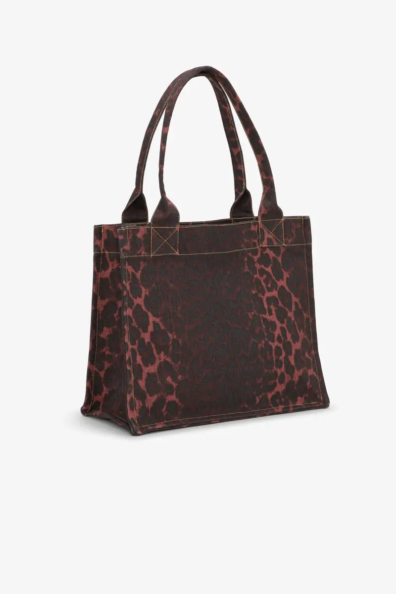 Röd leopard stor tote