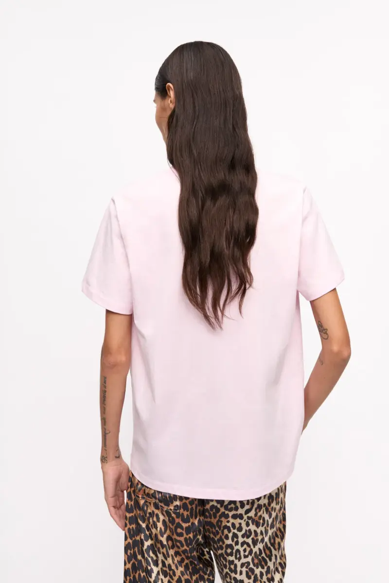 Rosa basic jersey-T-shirt med leopardtryck