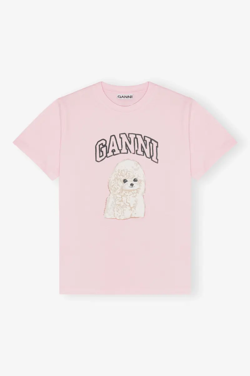 Rosa T-shirt med pudelprint