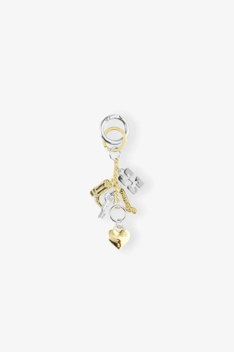 Silver- och guldfärgad GANNI Bou Charms-nyckelring