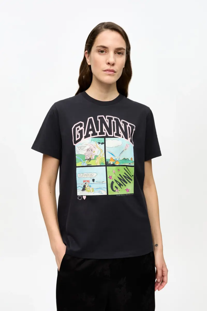 Svart, avslappnad T-shirt i basic jersey