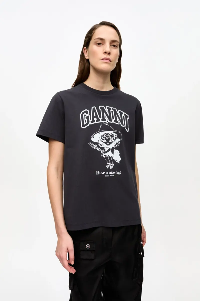 Svart, avslappnad T-shirt i bomull