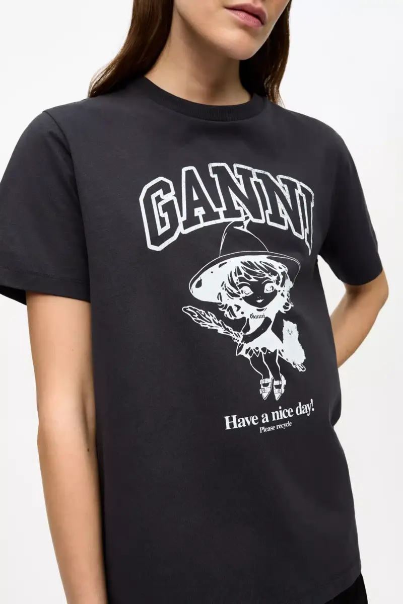 Svart, avslappnad T-shirt i bomull Svart, avslappnad T-shirt i bomull