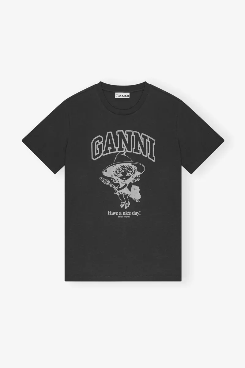 Svart, avslappnad T-shirt i bomull Svart, avslappnad T-shirt i bomull