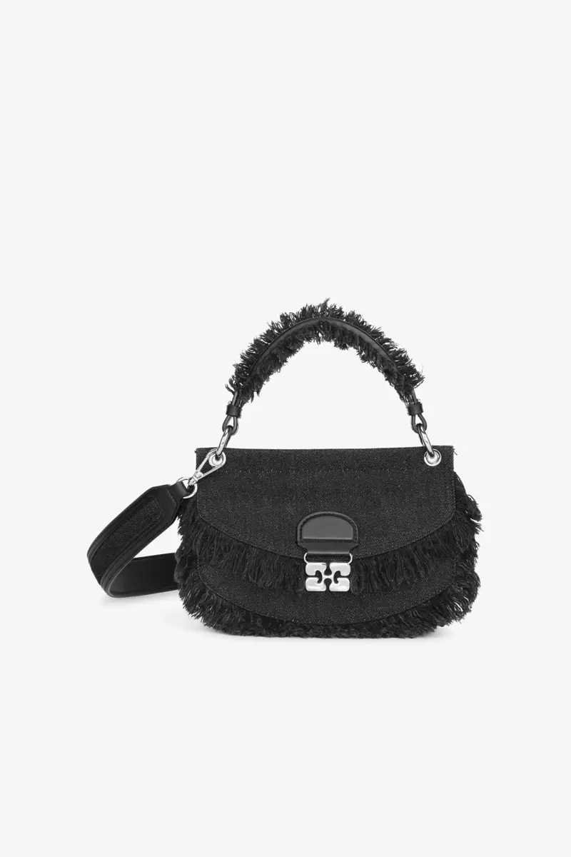 Svart denim Mini Apo-G-väska med topphandtag