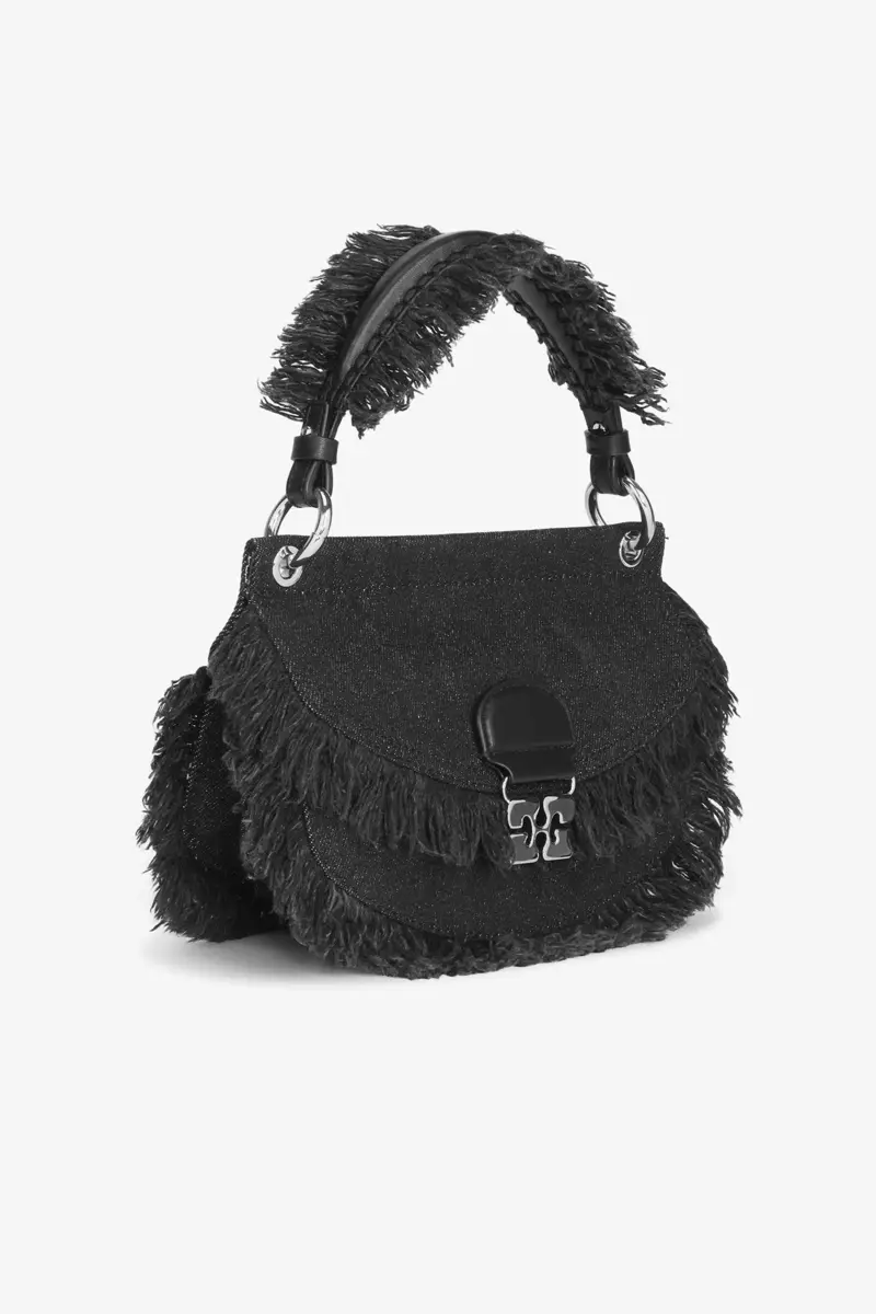 Svart denim Mini Apo-G-väska med topphandtag