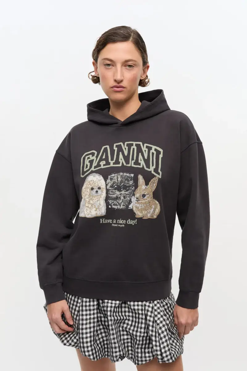 Svart hoodie med djurmotiv