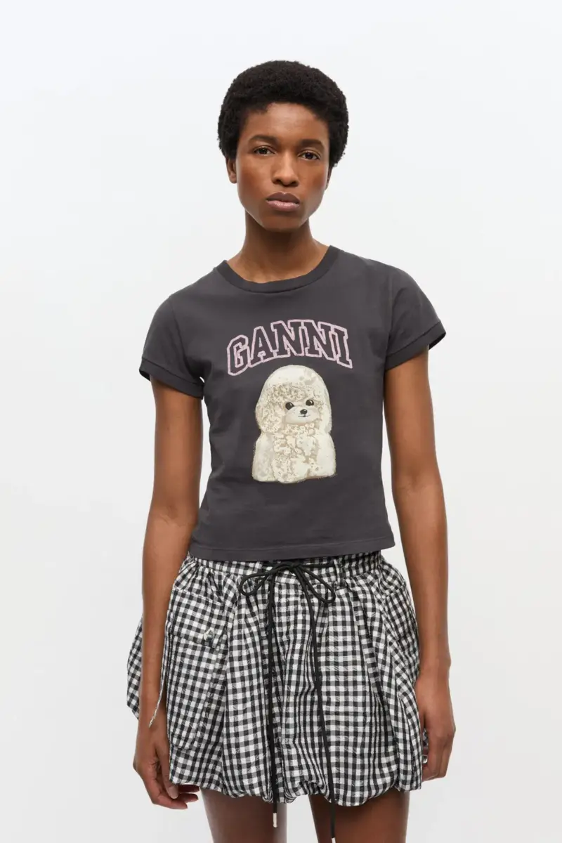 Svart kort T-shirt med pudel