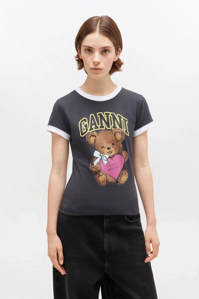 Svart kort teddy-T-shirt