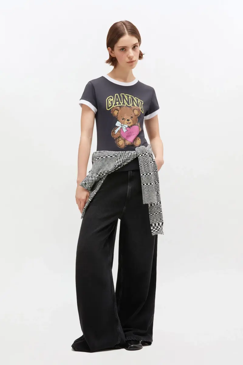 Svart kort teddy-T-shirt