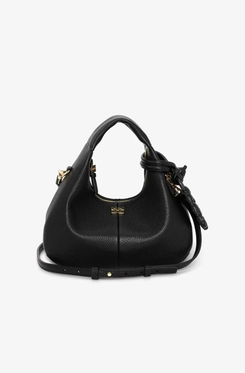 Svart mini hobo-väska