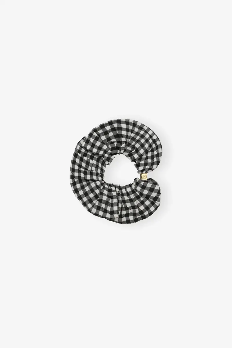 Svart rutig scrunchie
