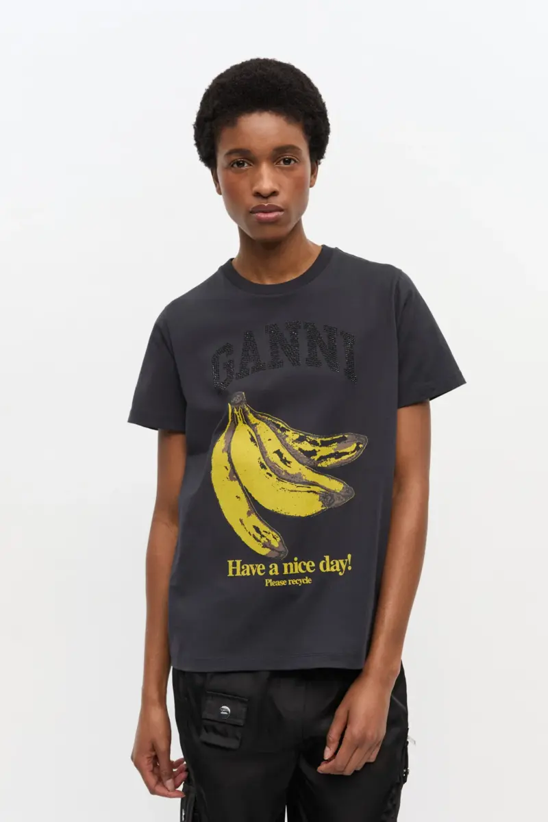 Svart T-shirt med banangrafik