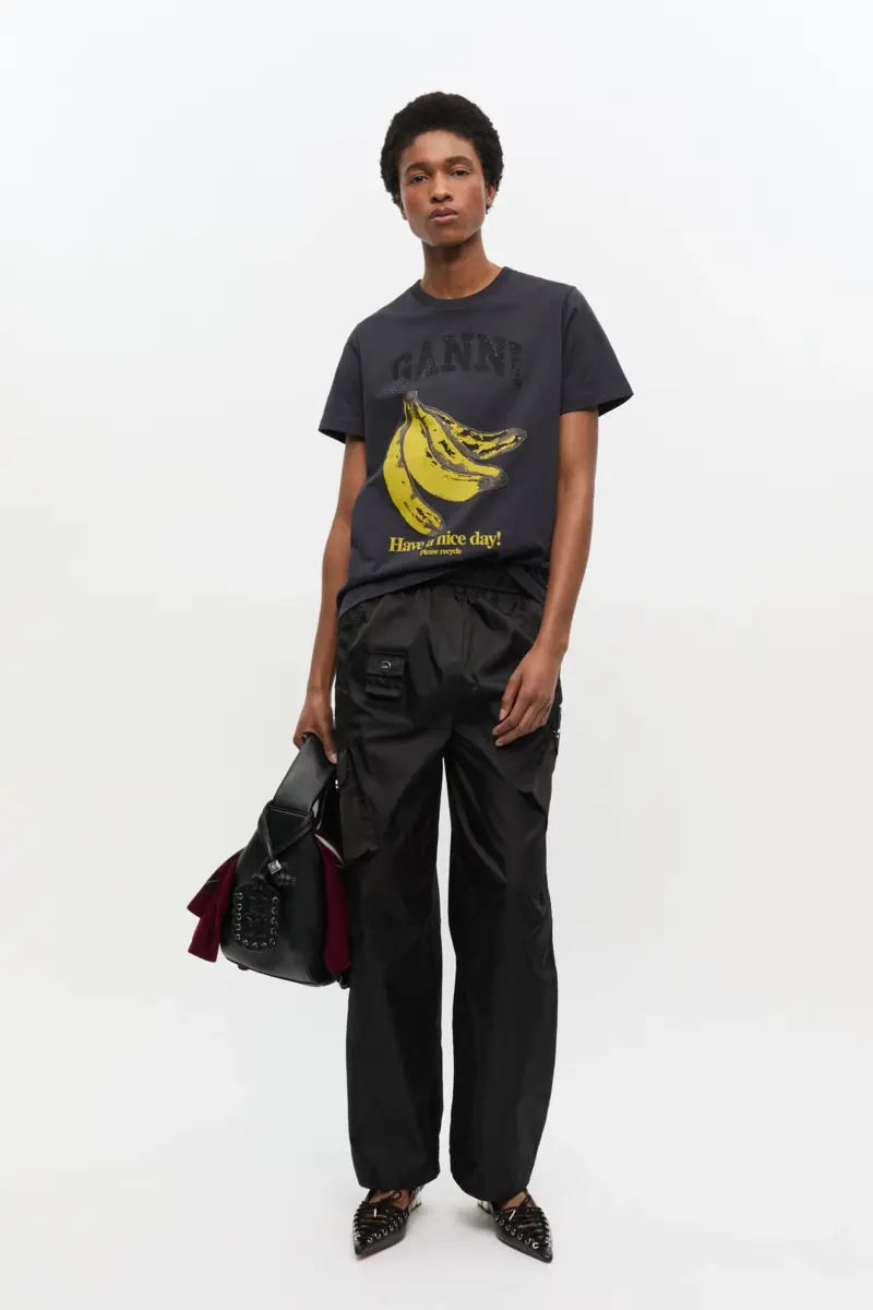 Svart T-shirt med banangrafik