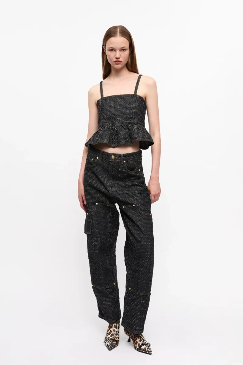 Svart texturerad Carpenter-jeans