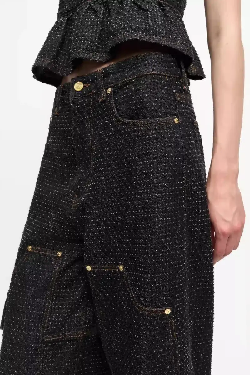 Svart texturerad Carpenter-jeans Svart texturerad Carpenter-jeans