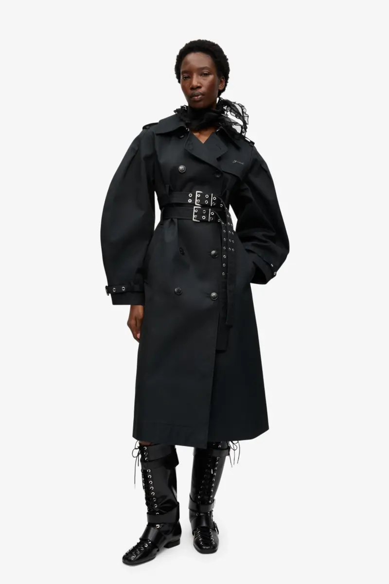 Svart trenchcoat i bondad bomull